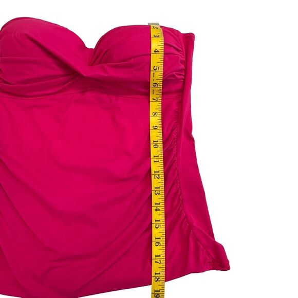 ANNE COLE Bright Pink Live In Color Twist Front Bandeaukini Swim Top Sz Large - Picture 9 of 13